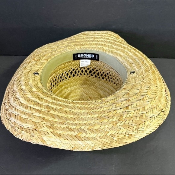 Broner Mens Straw Cowboy Hat Size Natural Ventilated Brown Banded One Size Rodeo - Picture 3 of 8